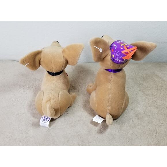 Taco Bell Chihuahua New Year 2000 Merchandise 6" Stuffed Animal Plush x2 Vtg - Picture 7 of 12